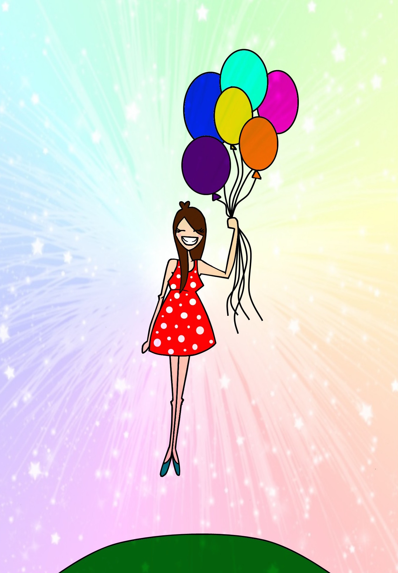 Girl high on balloons